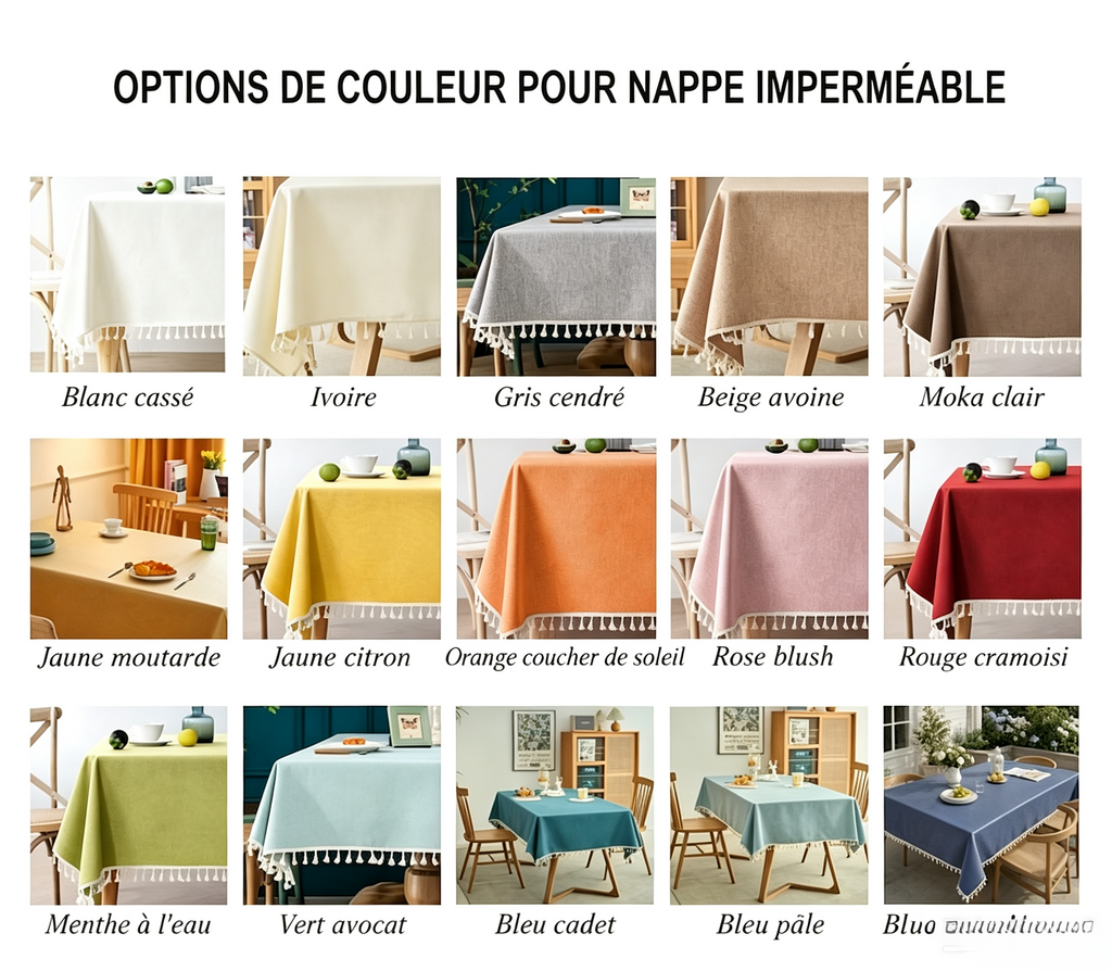 Nappe d'extérieur imperméable bleu poudré, rectangulaire lavable, style toile cirée, tailles surdimensionnées