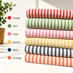 Nappe ronde en lin à rayures 90 pouces, Nappe rectangulaire délavée, Nappes de fête rouge orange-vert
