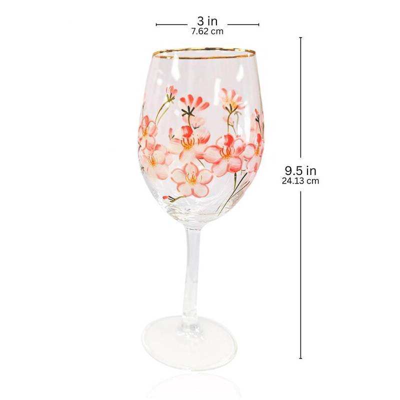 Tasses en verre coloré à motif de fleurs de cerisier, lot de deux