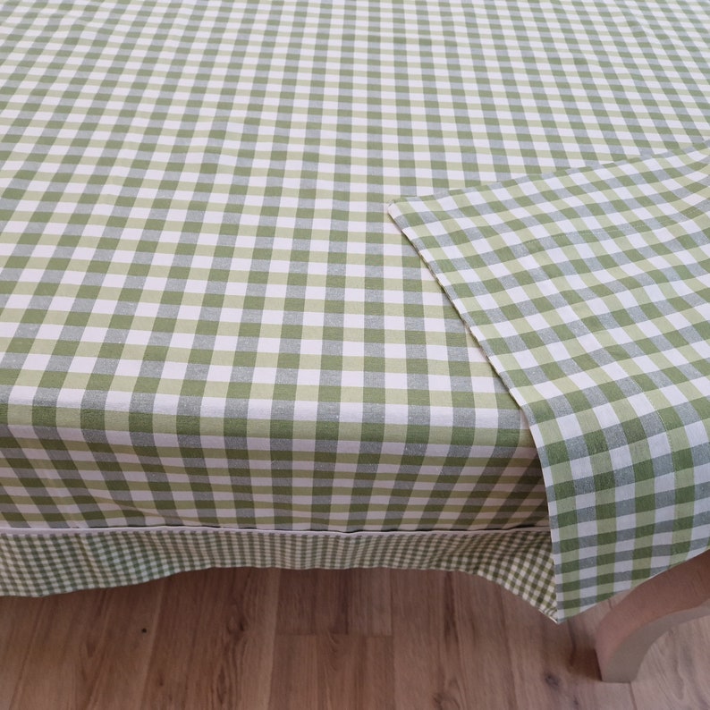 Nappe à carreaux, passepoil blanc, rectangulaire et carrée, disponible en plusieurs tailles