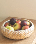 Bol à fruits en rotin tissé à la main, pièce maîtresse décorative en osier, naturel