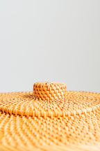 Rangement rond en rotin avec couvercle, boîte d'organisation naturelle