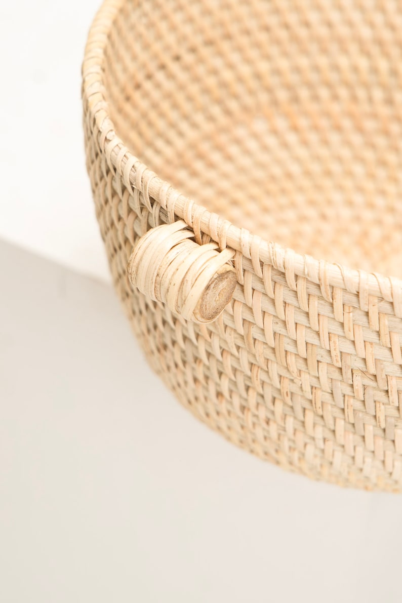 Bol décoratif en rotin, corbeille à fruits en osier naturel, rangement pour table, D.20 cm H.12 cm