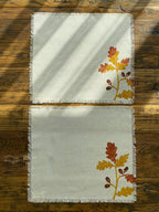 Set de 2 ou 4 sets de table imprimés blocs automne glands, coton 100 %, 35x40 cm, bords frangés