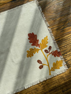 Set de 2 ou 4 sets de table imprimés blocs automne glands, coton 100 %, 35x40 cm, bords frangés