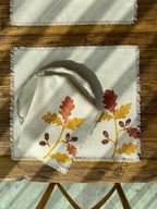 Set de 2 ou 4 sets de table imprimés blocs automne glands, coton 100 %, 35x40 cm, bords frangés