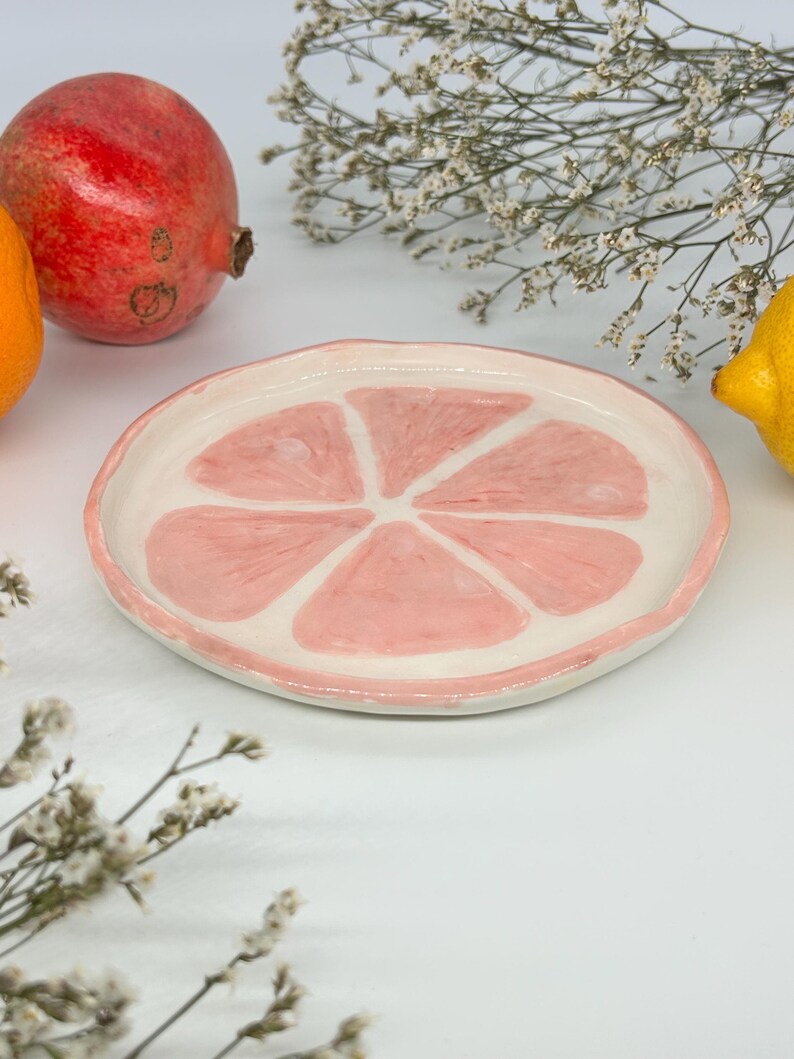 Assiette en céramique avec motif pamplemousse - 18 cm