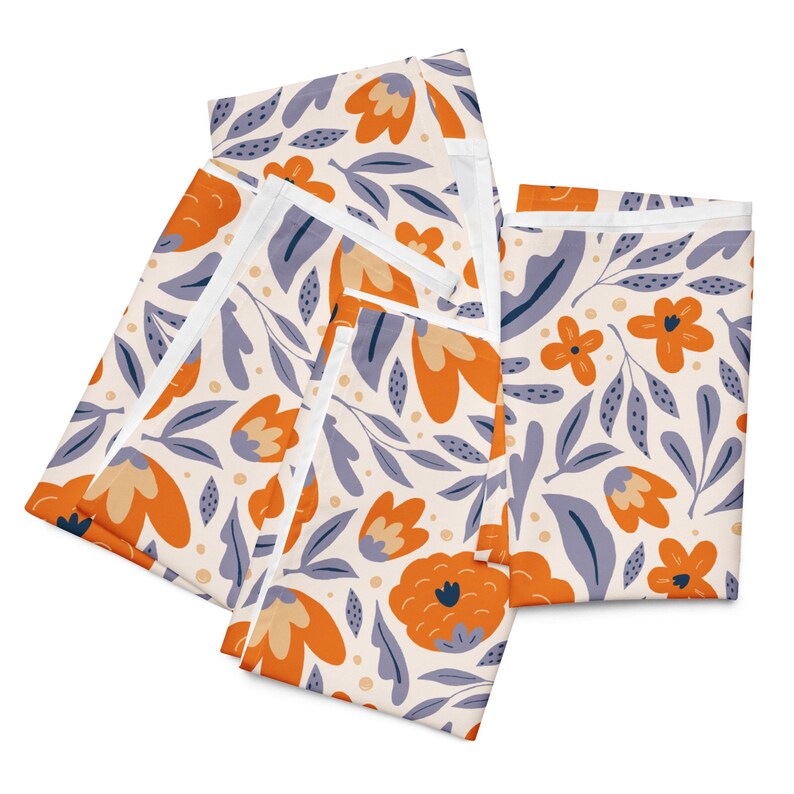 Serviettes en tissu à fleurs ensemble de 4 : Fleurs de mandarine pour linge de table estival