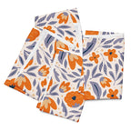 Serviettes en tissu à fleurs ensemble de 4 : Fleurs de mandarine pour linge de table estival