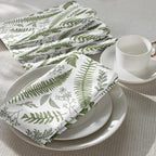 Serviettes en tissu fougères vertes lot de 4 - Impression botanique, 50,8 x 50,8 cm, polyester