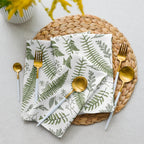Serviettes en tissu fougères vertes lot de 4 - Impression botanique, 50,8 x 50,8 cm, polyester