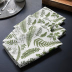 Serviettes en tissu fougères vertes lot de 4 - Impression botanique, 50,8 x 50,8 cm, polyester