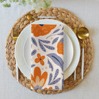 Serviettes en tissu à fleurs ensemble de 4 : Fleurs de mandarine pour linge de table estival