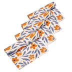 Serviettes en tissu à fleurs ensemble de 4 : Fleurs de mandarine pour linge de table estival