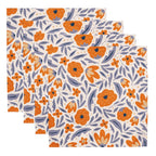 Serviettes en tissu à fleurs ensemble de 4 : Fleurs de mandarine pour linge de table estival