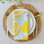 Lot de 4 Serviettes en Tissu Citrons d'été Linge de Table Décoration de Table