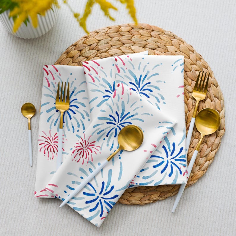 Serviettes en tissu Feu d'artifice du - Ensemble de 4