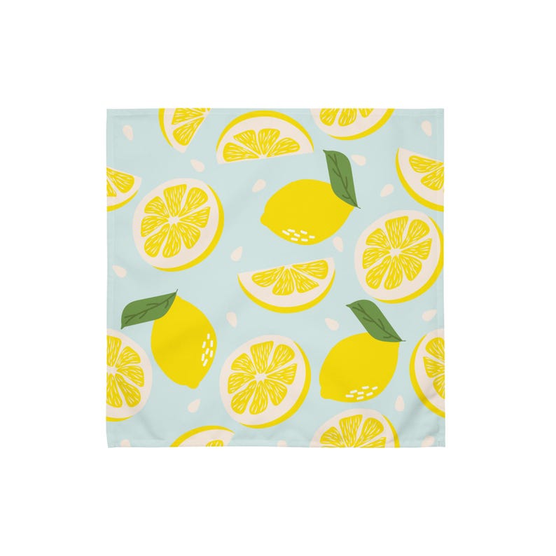 Lot de 4 Serviettes en Tissu Citrons d'été Linge de Table Décoration de Table
