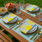 Lot de 4 Serviettes en Tissu Citrons d'été Linge de Table Décoration de Table