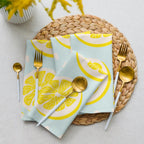 Lot de 4 Serviettes en Tissu Citrons d'été Linge de Table Décoration de Table