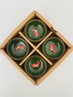 Craquelé en céramique porte-sachet de thé sauce, Koï vert, 6.5 cm x 3 cm