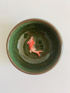 Craquelé en céramique porte-sachet de thé sauce, Koï vert, 6.5 cm x 3 cm