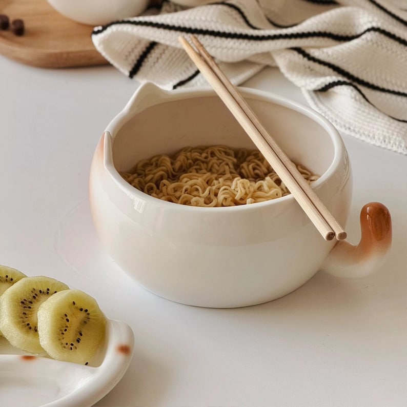 Bol en céramique pour chat siamois avec couvercle, nouilles, salade, trempette