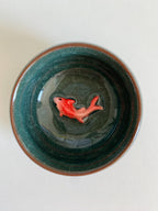 Craquelé en céramique porte-sachet de thé sauce, Koï vert, 6.5 cm x 3 cm
