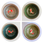Craquelé en céramique porte-sachet de thé sauce, Koï vert, 6.5 cm x 3 cm