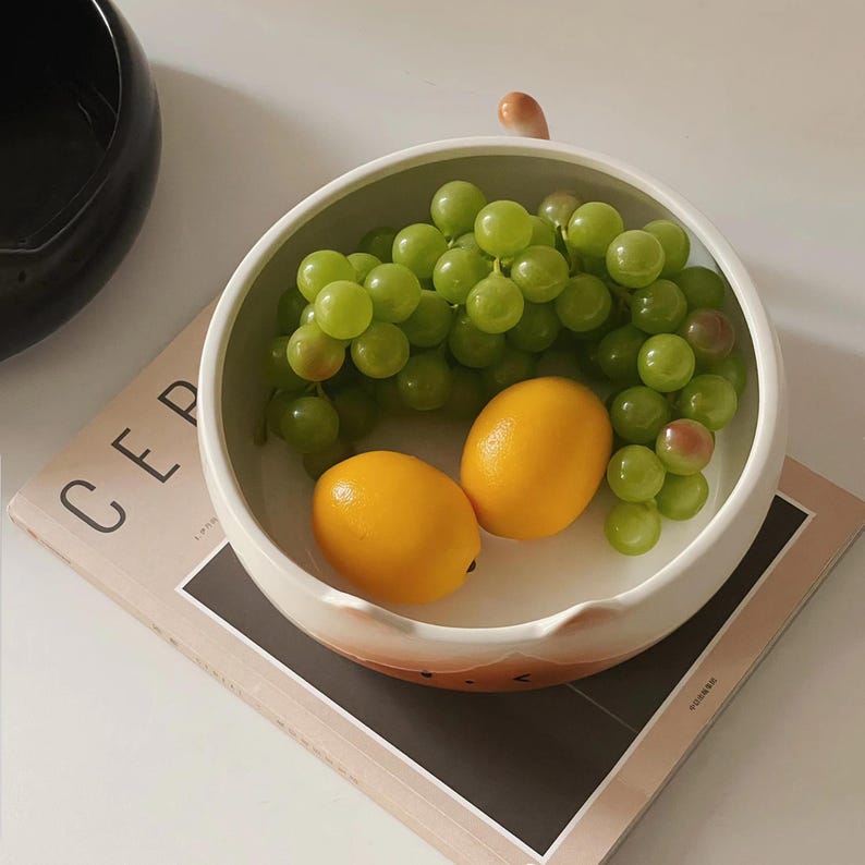 Bol à collation en céramique chat siamois, plateau de fruits, grande taille 23x8 cm