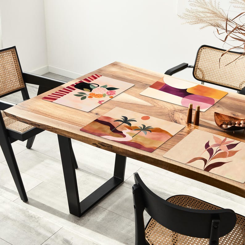 Set de table en vinyle Art abstrait Lot de 6 Résistant à la chaleur 2 mm