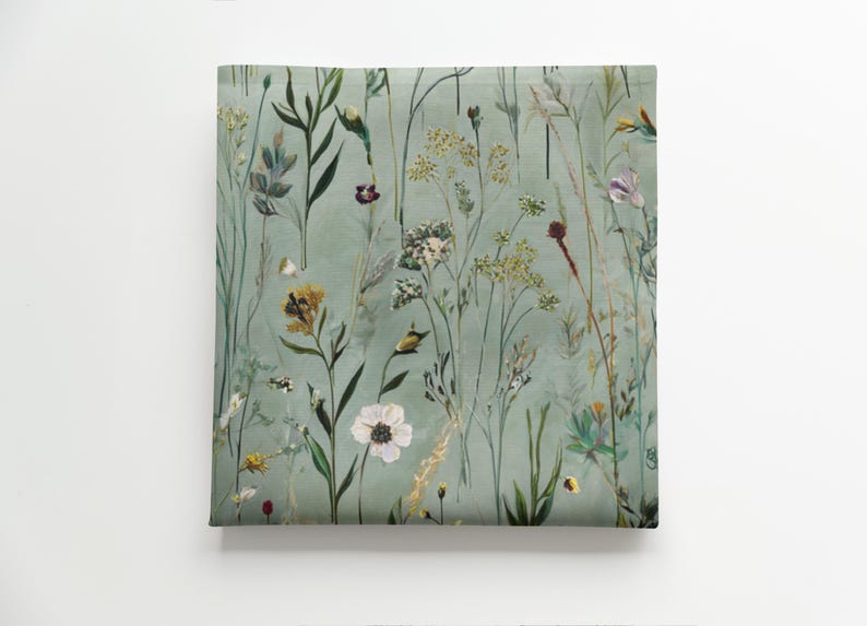 Serviette de table en poly sergé vert sauge, motif botanique bois Gustav Klimt, 2 tailles : 25x25 cm et 56x56 cm