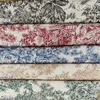 Nappe en toile de Jouy verte, coton/polyester, grandes tailles, style campagne française