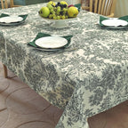 Nappe en toile de Jouy verte, coton/polyester, grandes tailles, style campagne française