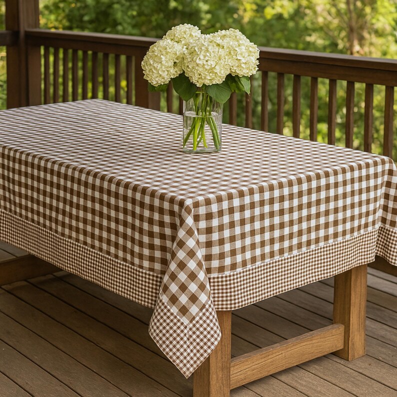 Nappe à carreaux, passepoil blanc, rectangulaire et carrée, disponible en plusieurs tailles