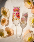 Flûte à champagne peinte à la main avec coquelicots – Verrerie de luxe pour mariage, anniversaire, fiançailles