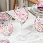 Tasses en verre coloré à motif de fleurs de cerisier, lot de deux