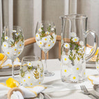 Ensemble de verres à marguerite peints à la main (2 pièces)