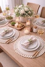 Sets de table en jute crème 33 cm – Ronds faits main
