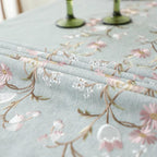 Nappe en lin et coton avec glands, décoration de table à manger botanique