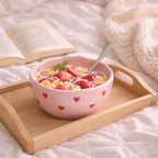 Bol en céramique coeur rose 15,7 cm pour dessert, salade, céréale