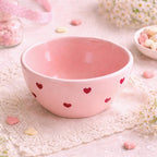Bol en céramique coeur rose 15,7 cm pour dessert, salade, céréale