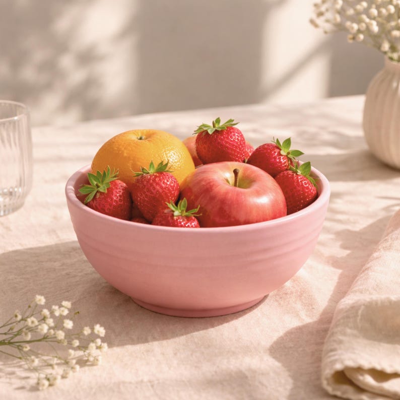 Bol en paille de blé rose 13,5 cm incassable réutilisable pour collations cuisine