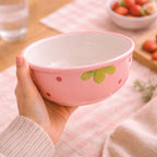 Bol en céramique aux fraises, bol à ramen kawaii, 15.9 cm, passe au micro-ondes