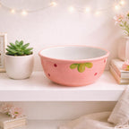 Bol en céramique aux fraises, bol à ramen kawaii, 15.9 cm, passe au micro-ondes