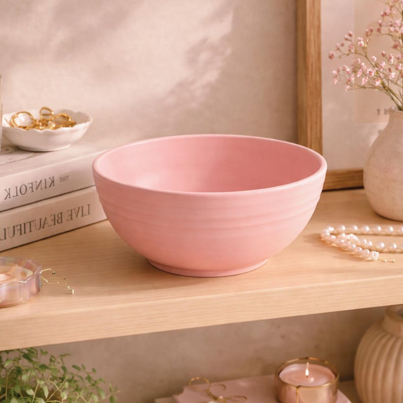Bol en paille de blé rose 13,5 cm incassable réutilisable pour collations cuisine