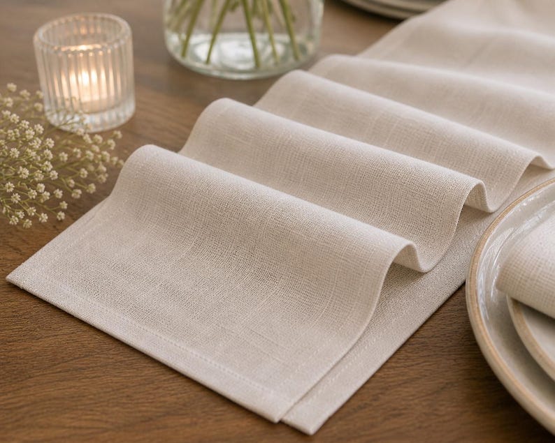 Chemin de table en lin pour mariage, dimensions multiples