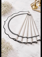 Set de table en lin festonné noir brodé décoration salle à manger 36x36 cm