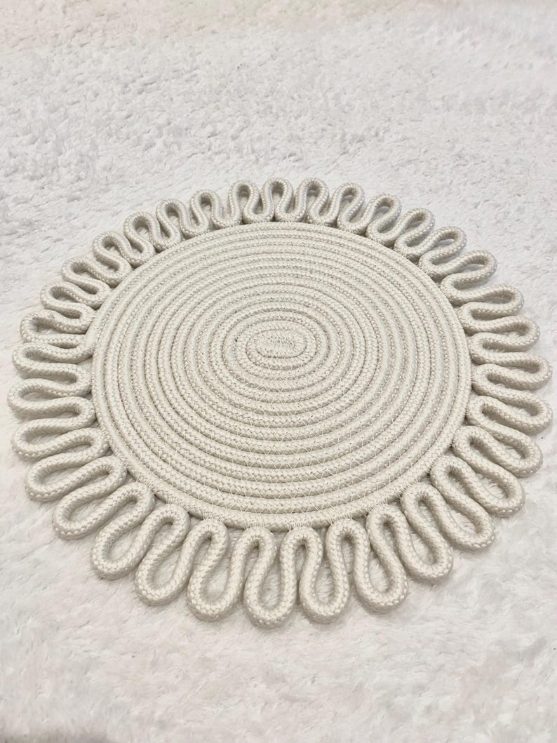 Sets de table en jute crème 33 cm – Ronds faits main