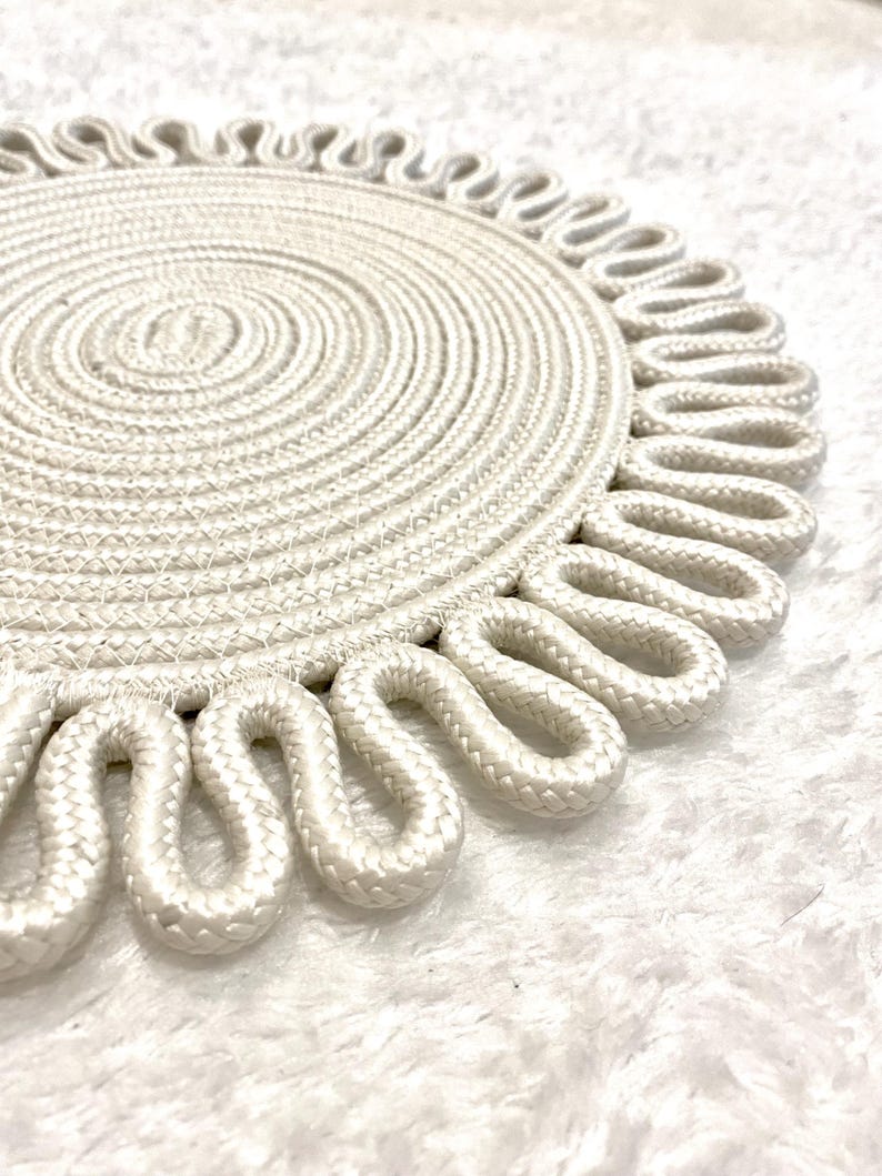 Sets de table en jute crème 33 cm – Ronds faits main